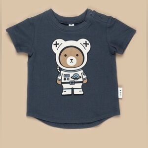 Huxbaby Astro Bear short sleeve tee in washed indigo
